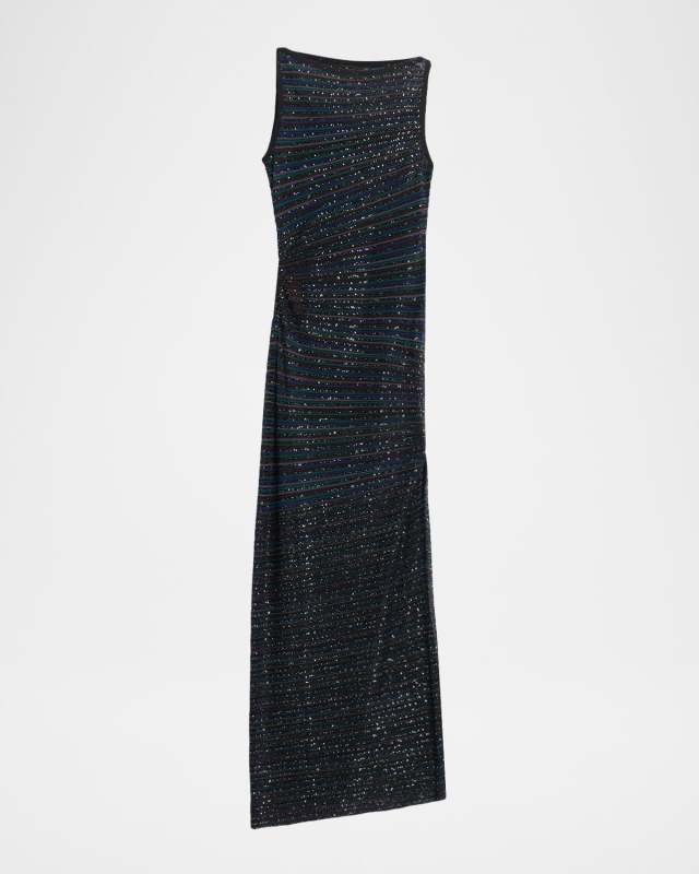 Sequin Striped Sleeveless Gown